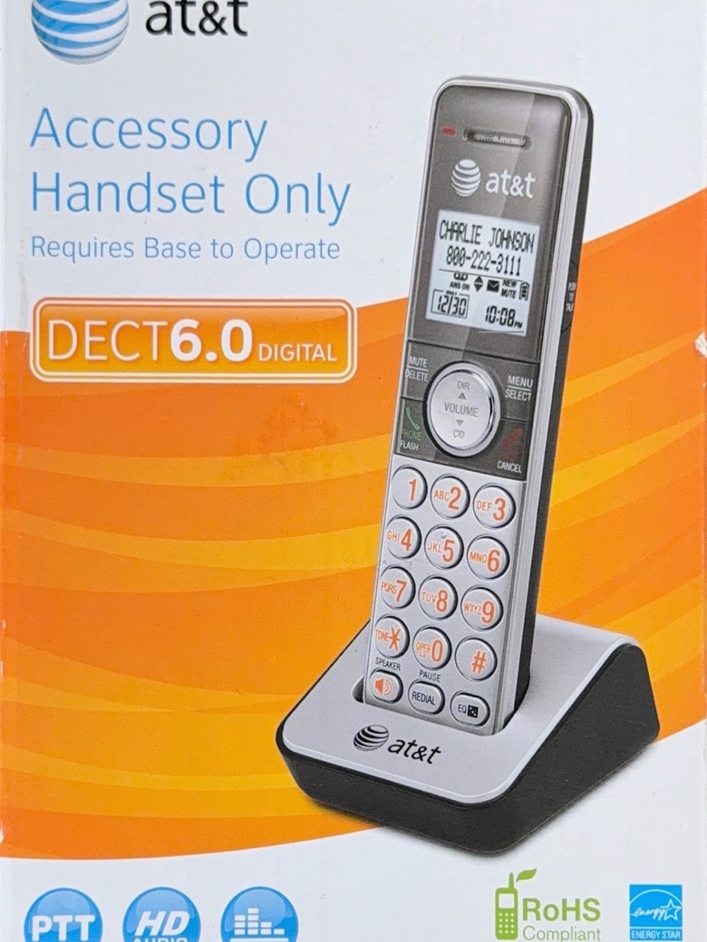 AT&T DECT 6.0 Cordless Handset - Silver and Black
